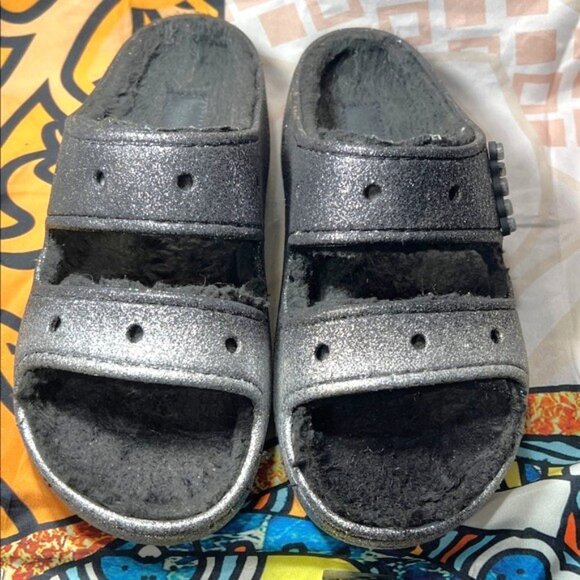 Crocs Classic Cozzzy Glitter Sandals - Size 8 - Picture 1 of 6
